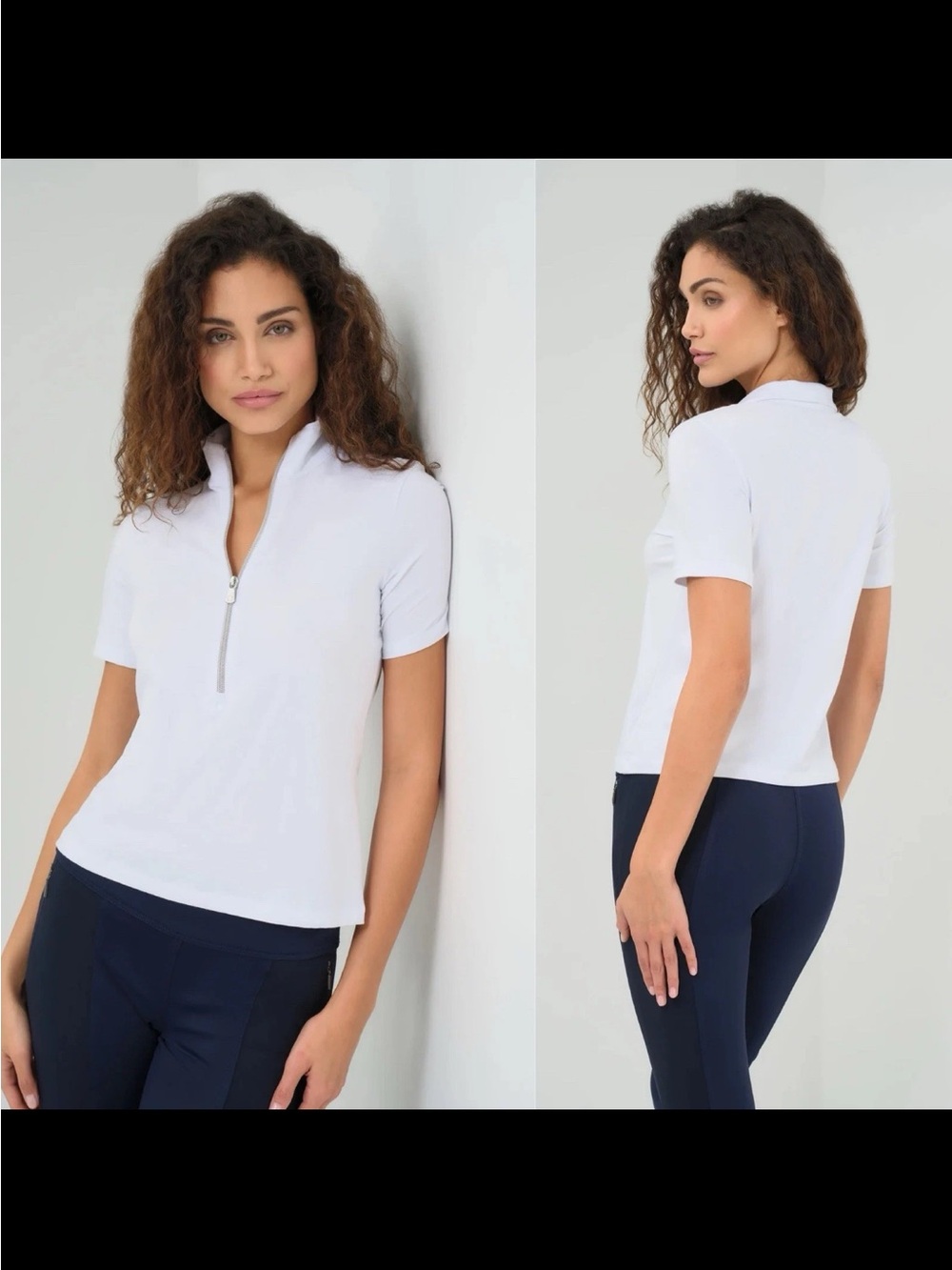 Anatomie Serena Pima Cotton Zip-Up Shirt White Size Medium NWT